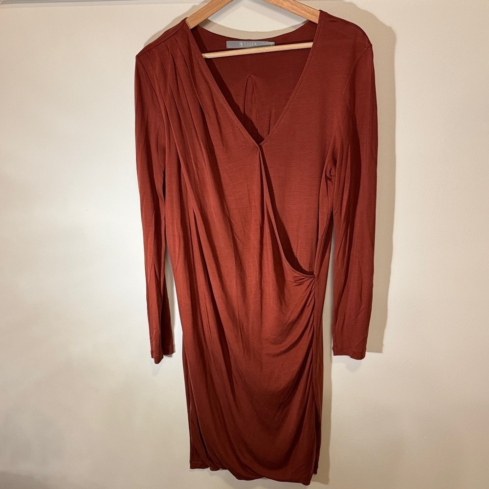 Tiger of Sweden Women’s Agate Bodycon Dress Drape Pleated Long Sleeve Size M